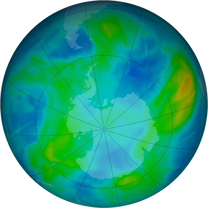 Antarctic ozone map for 25 April 2011